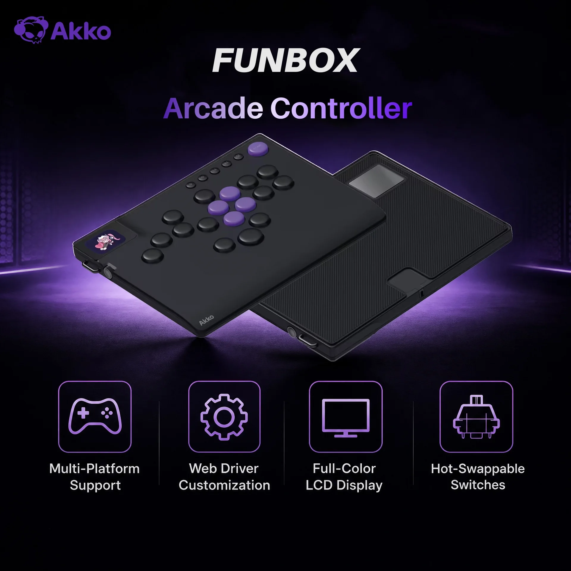 Akko FUNBOX Magnetic Leverless Hitbox Controller Stickless Arcade Controller Keyboard For PC/ PS5/PS4 Switch Fighting Stick