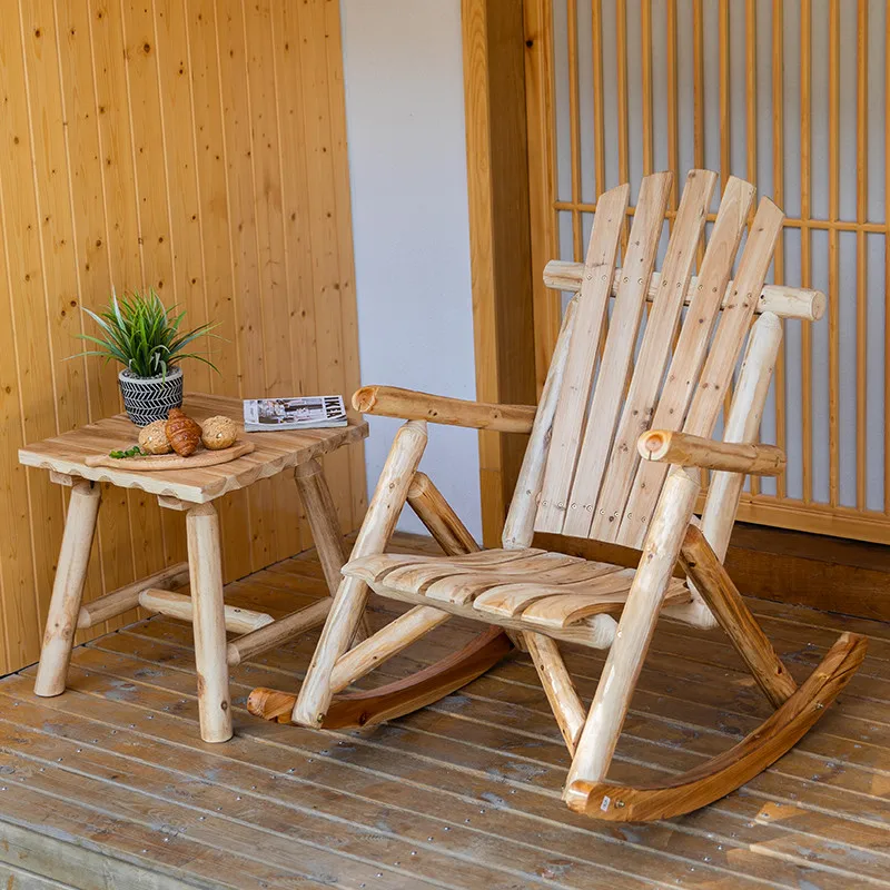 

Open-air balcony Solid wood rocking chair Reclining Outdoor, garden table and Outdoor leisure Garden backrest