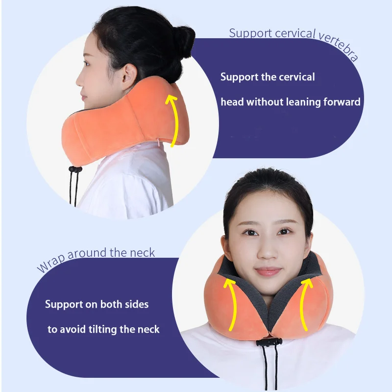 Almohadas de cuello de espuma viscoelástica en forma de U, almohada de viaje mejorada para dormir, almohada de avión, ropa de cama Cervical para el cuidado de la salud