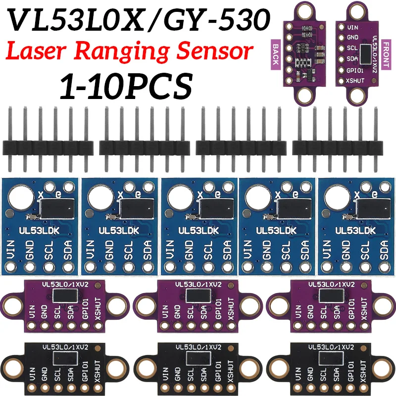 XCW 1-10PCS VL53L0X Time-of-Flight (ToF) Laser Ranging Sensor Breakout 940nm GY-VL53L0XV2 Laser Distance Module I2C IIC 3.3V 5V