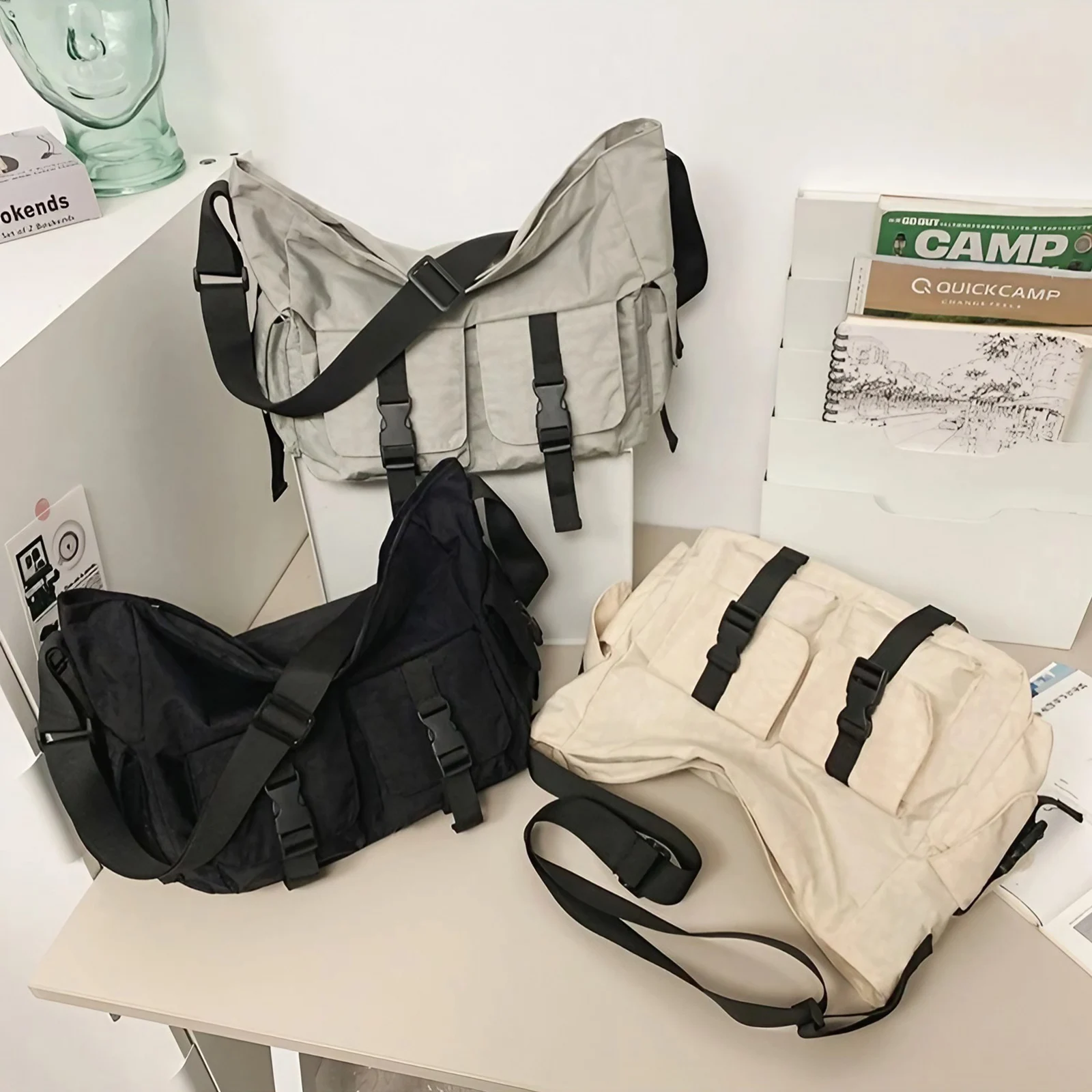 حقيبة كتف كروس عصرية خفيفة الوزن للطلاب أثناء التنقل أثناء الترفيه للاستخدام اليومي حقيبة ساعي البريد للرجال #4