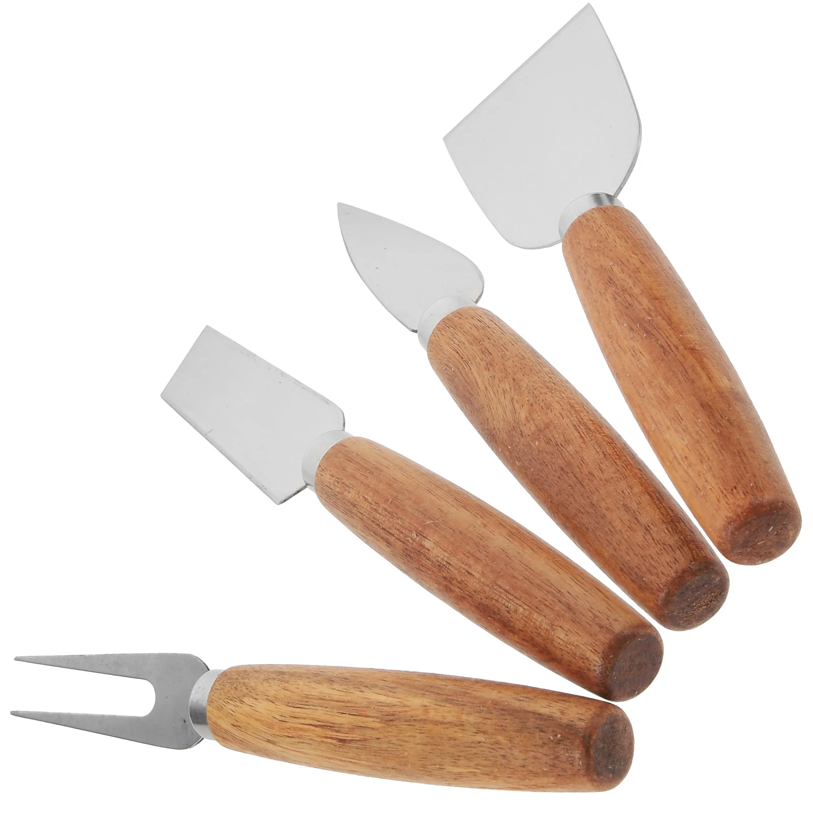 Juego de queso de acero inoxidable, cuchillas lisas con mango de madera para crema, mantequilla, rebanador de pasteles, elementos esenciales de cocina, tabla de charcutería, 4 Uds.