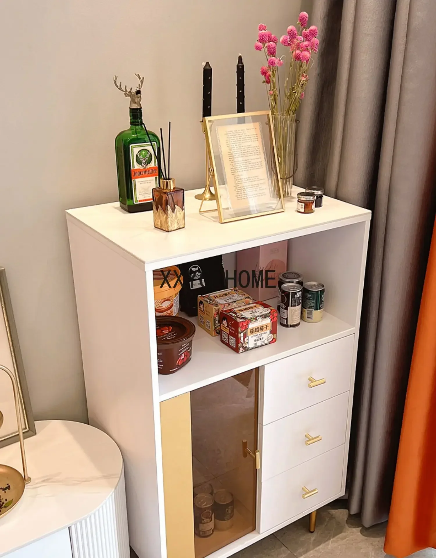 Nordic Light Luxury Side Cabinet TV Cabinet Unit Floor Living Room Designer Small Apartment Side Cabinet