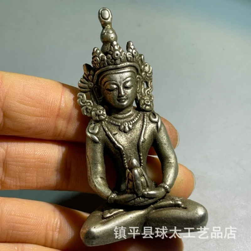 Antique Miscellaneous Items: Vintage White Copper Buddha Statue for Home Decoration, Living Room, Office, Copper Buddha Ornament