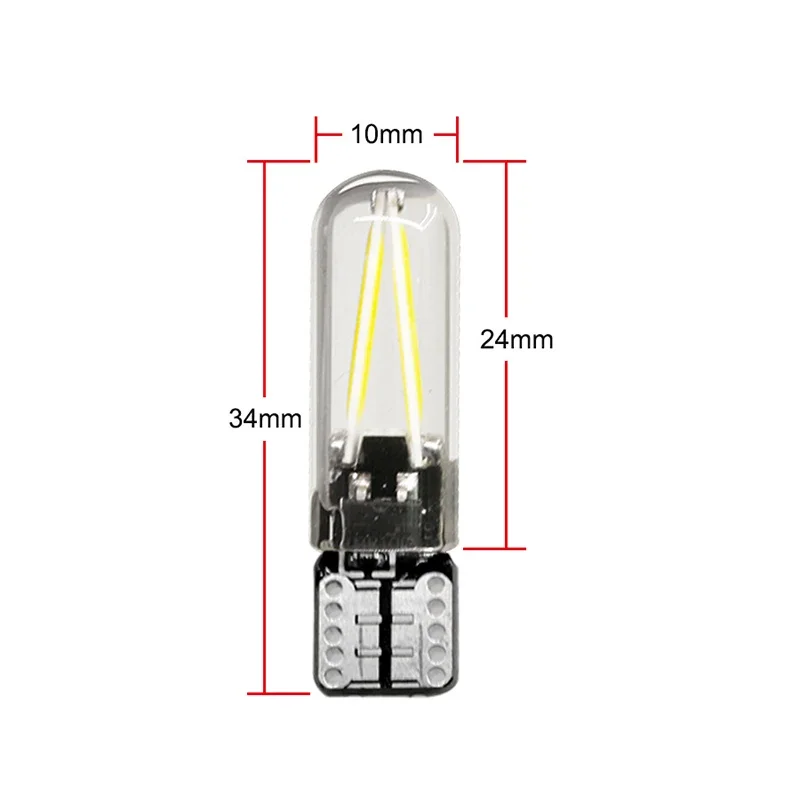 2PCS W5W Led T10 Cob Glass Car Light Led Filament 12v Auto Automobiles Reading Dome Wedge License Plate Bulb Lamp Car Styling