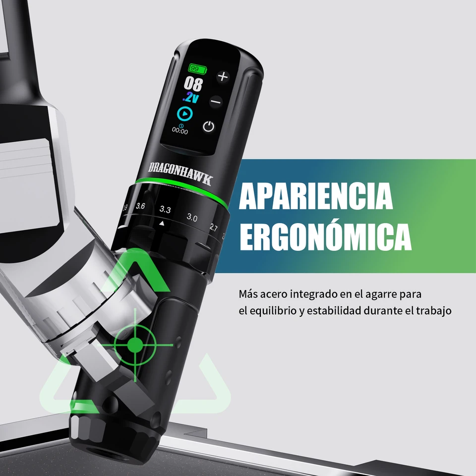 Kit de tatuaje Dragonhawk L3 completo con impresora térmica de plantillas, bolígrafo de tatuar inalámbrico de 7 carreras, 20 agujas de cartucho para principiantes 2