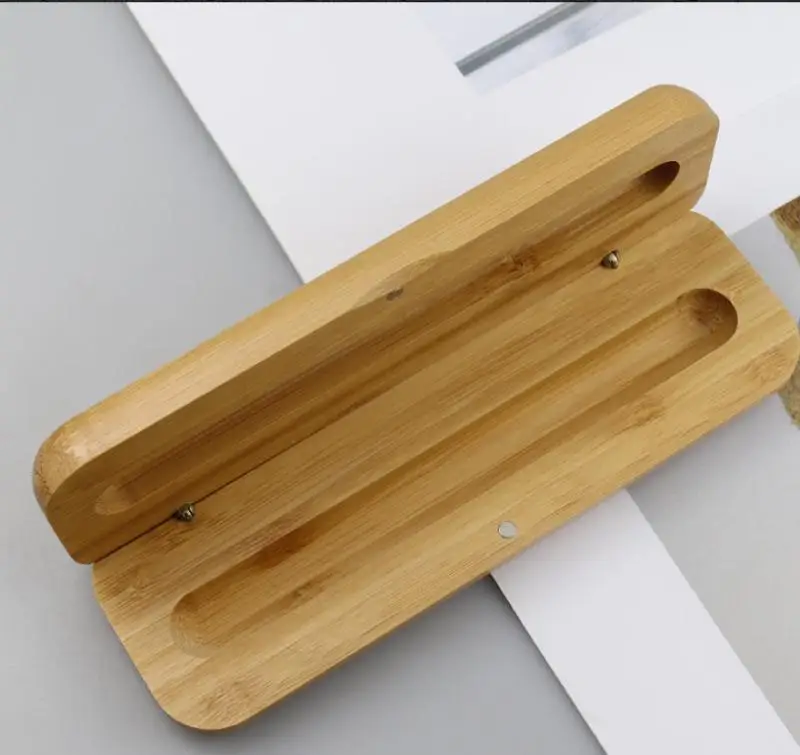 Estuche de bambú natural para lápices, caja de almacenamiento para bolígrafos escolares de madera, papelería de oficina, suministros escolares,