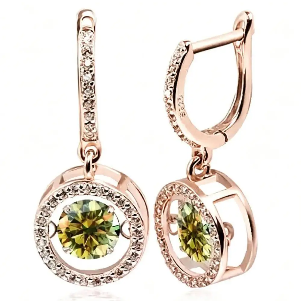 925 Sterling Silber Lange Stabförmige Doppel-Halo Ohrhänger in Roségold-Farbe mit Mehrfarbigen D VVS1 Moissanit Statement-Ohrringe Feiner Schmuck – Detail 7