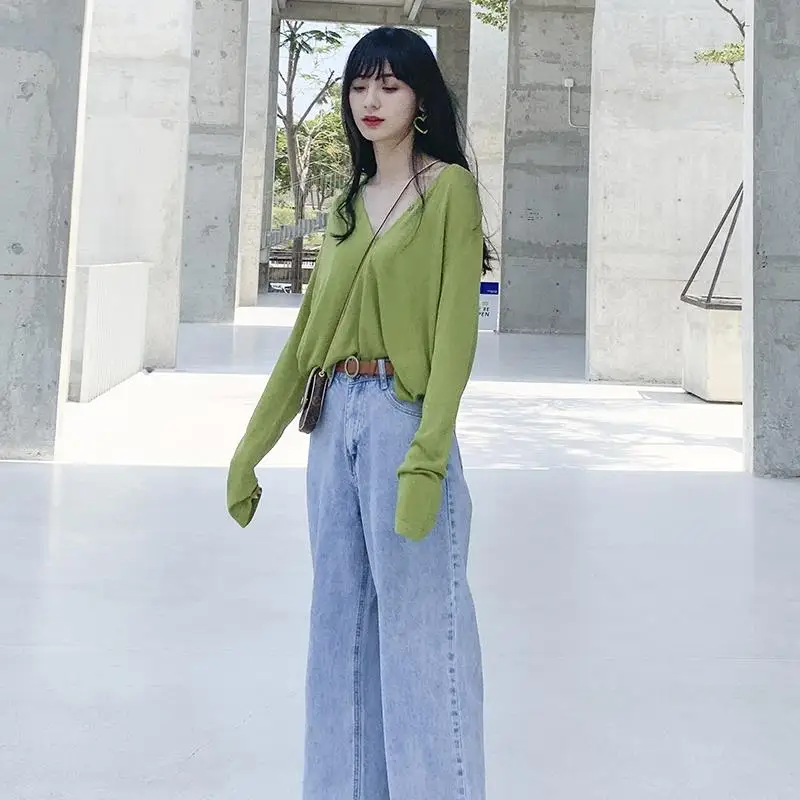 Ladies' Loose Fit Long Sve Knitted Ice Silk Open Cardigan Ultra Thin Summer Sun Protection Outerwear Casual Lazy Sle