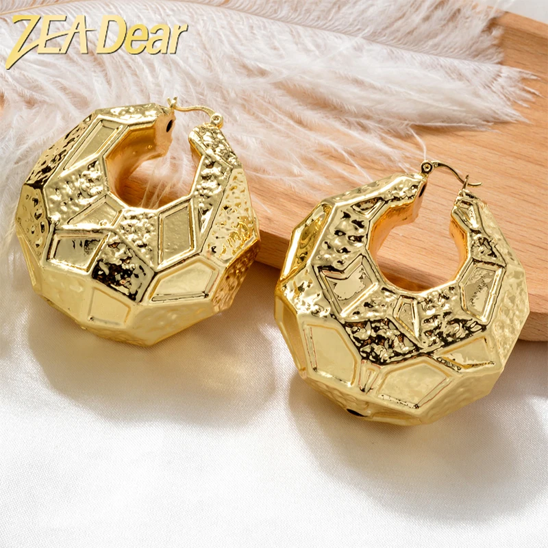 

ZEADear African Large Earring For Women Copper Gold Plated Geometry Hoop Earring Fashion Wedding Party Jewelry Accessories