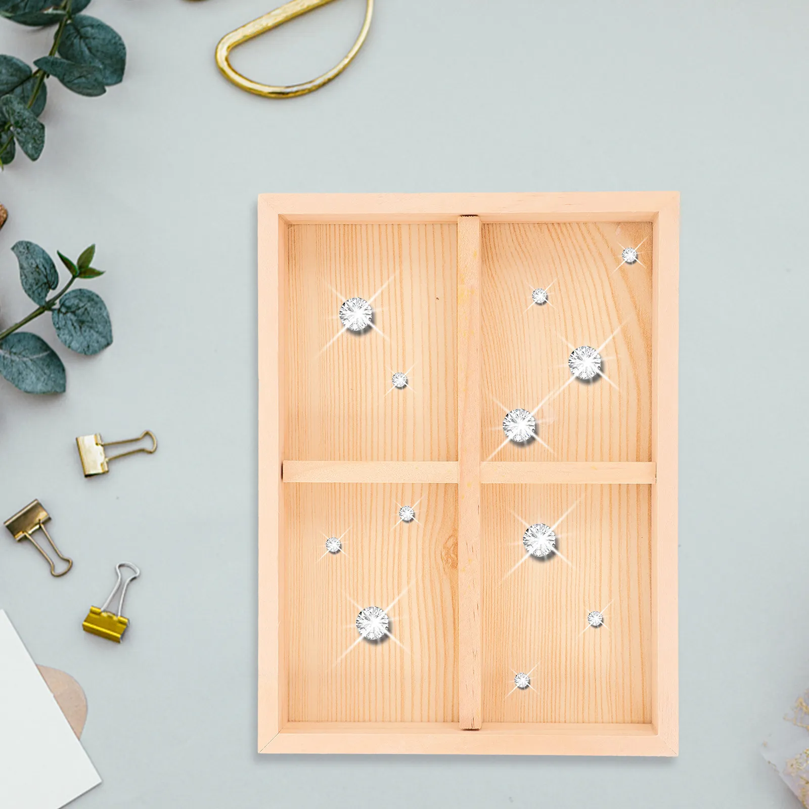 

Wooden Jewelry Display Tray Solid Pine Wood Retro Multi Compartment Storage Tray for Rings Bracelets Earrings Trinkets Home