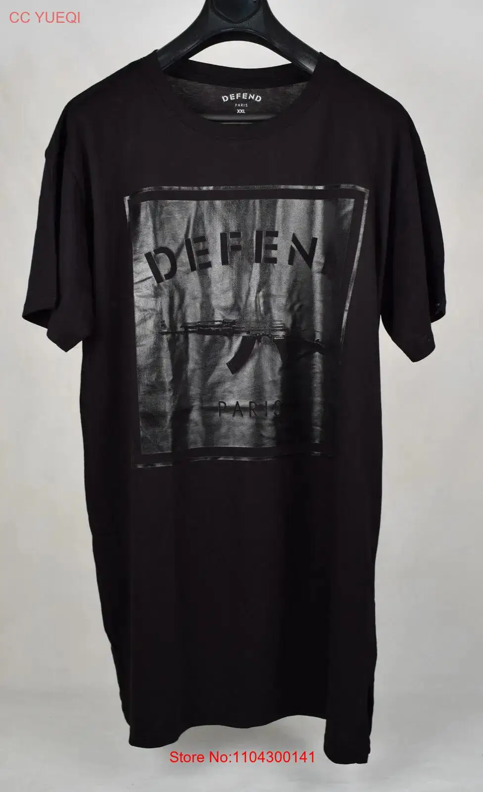 Camiseta Defend Paris AK 47 Gloss Gun Black SS 2XL Mangas largas o cortas para hombre