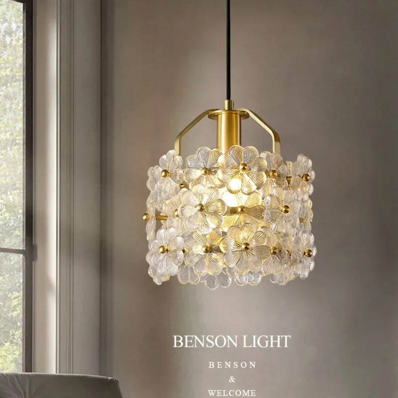 Modern Minimalist Glass Chandelier Bay Window Pendant Lamp for Porch Bedroom Bedside Hallway Contemporary Lighting Fixture