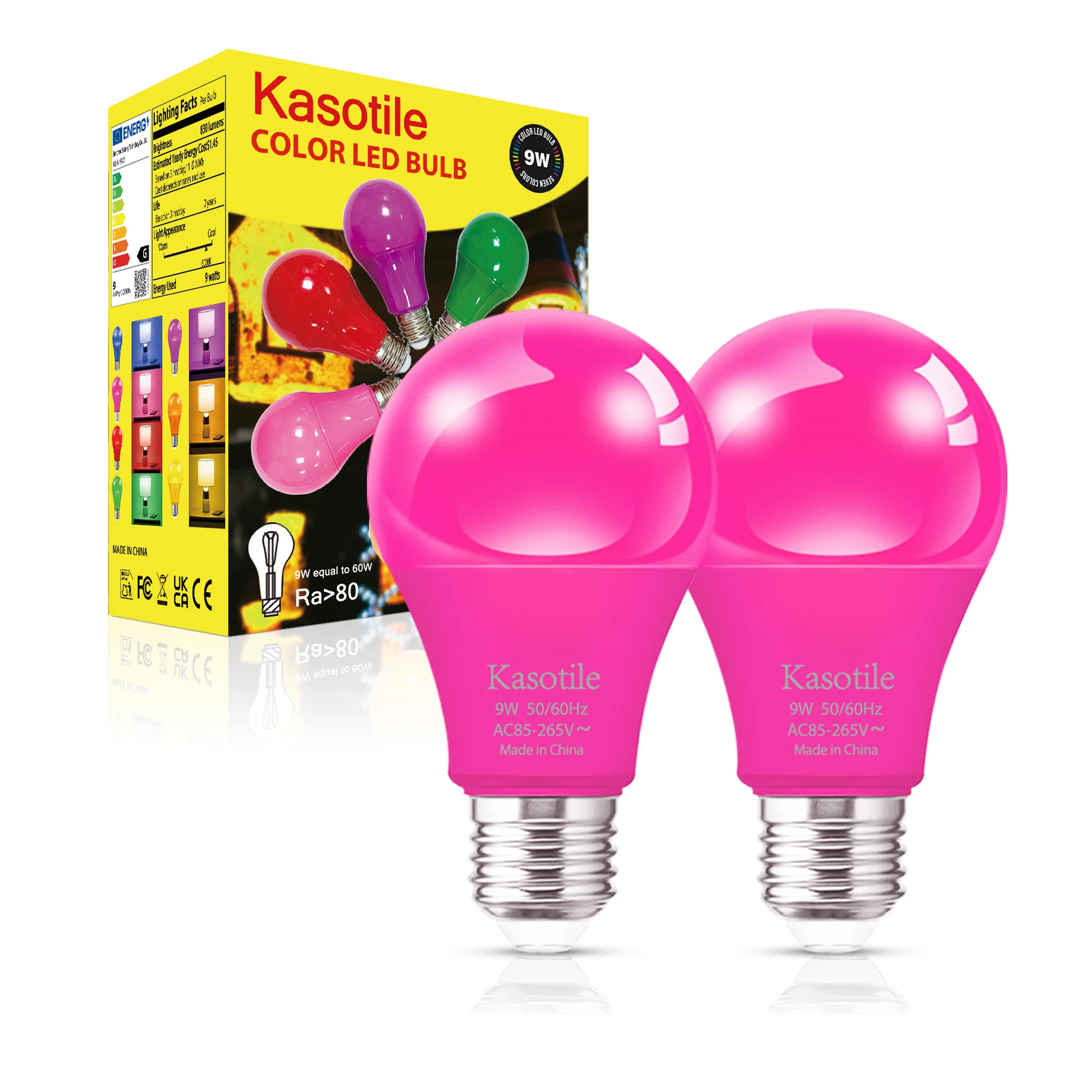 

Kasotile LED Pink Bulb E26 9W Energy Saving Light Bulb for Home Party Wedding Stage Decoration 2Pack