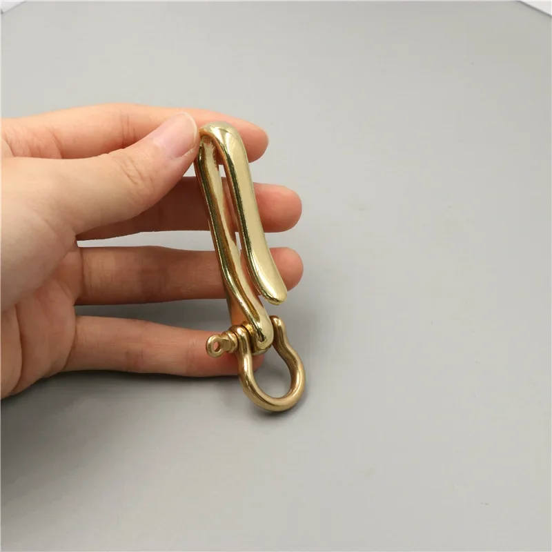 1piece Brass Keychain Removable Fob Clip Belt U Hook Retro Keyring Wallet Chain Clasp with Shackle Fish Hook