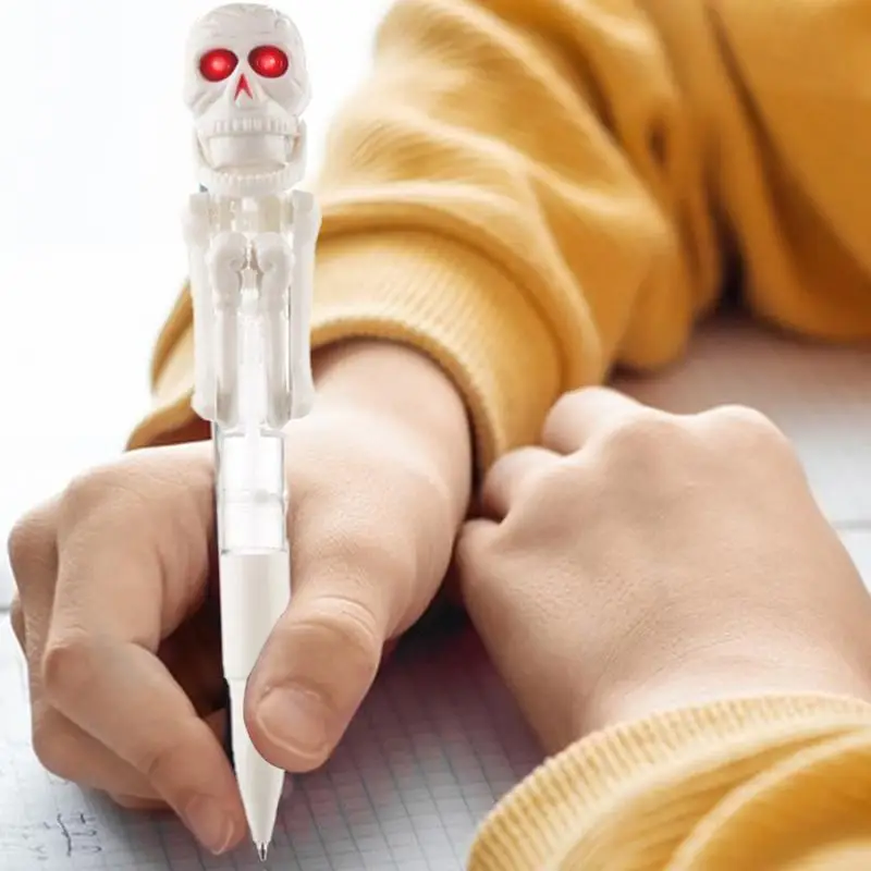 Halloweenowy szkieletowy długopis Zabawny Halloweenowy długopis bokserski Zabawka ze światłem LED Długopisy dla dorosłych i dzieci Ergonomiczny uchwyt do