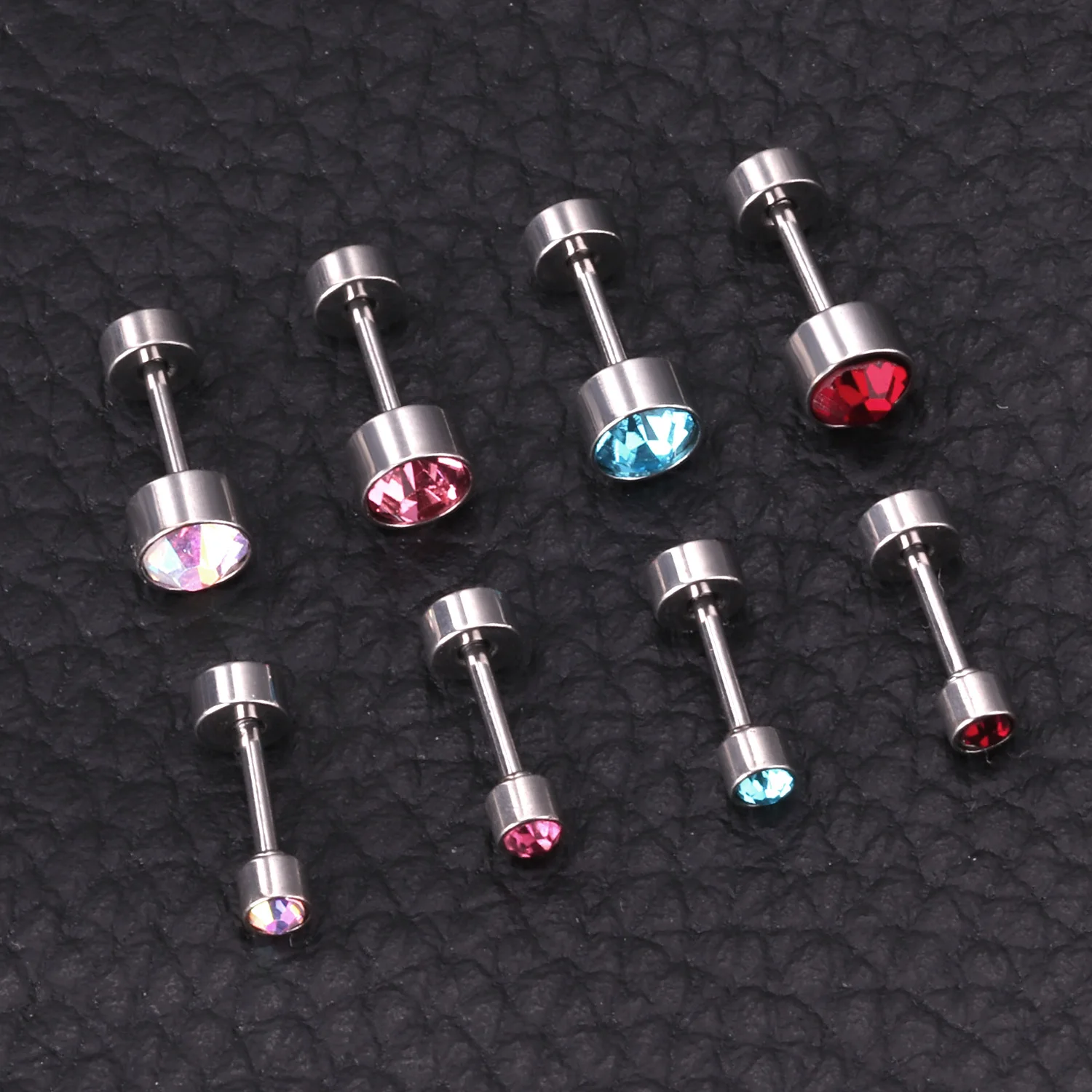 LUXUKISSKIDS 3mm/5mm Round Birth Stone orecchini AAA Cubic Zirconia Luxury Small muslimblue Red Pink Piercing Gifts