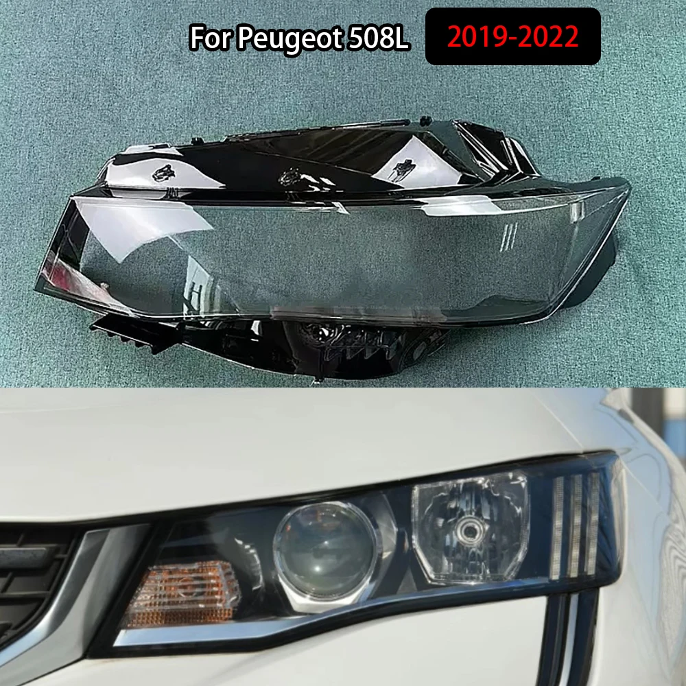 

For Peugeot 508L 2019-2022 Headlamp Cover Transparent Headlight Lens Plexiglass Replace Original Lampshade