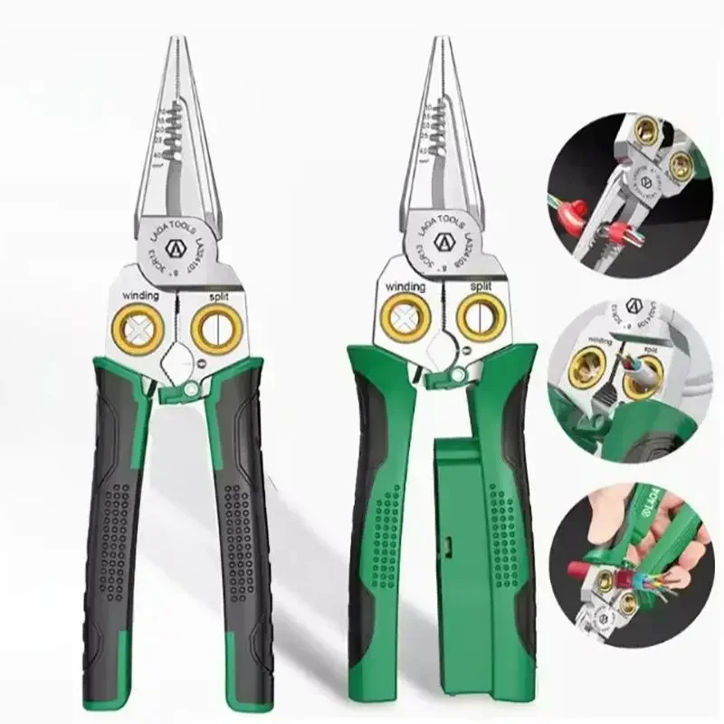 

8-In-1 Stainless Steel Multifunctional Wire Stripping Pliers for Electricians Special Wire Stripping Crimping Pliers