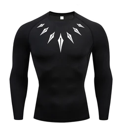 2024 Men's long sleeve compression shirt Printed water Sports rash Protection Quick dry Base Sports workout shirt