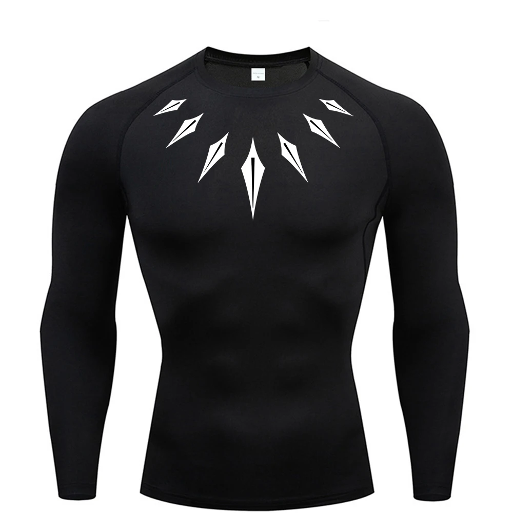 2024 Men's long sleeve compression shirt Printed water Sports rash Protection Quick dry Base Sports workout shirt