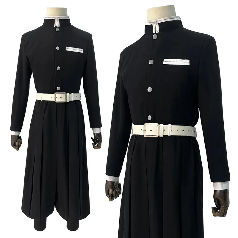 

HOLOUN Anime Kamado Tanjrou Agatsuma Zenitsu Cosplay Costume Embroidery Black Team Uniform Elastic Pants Belt Cos Halloween