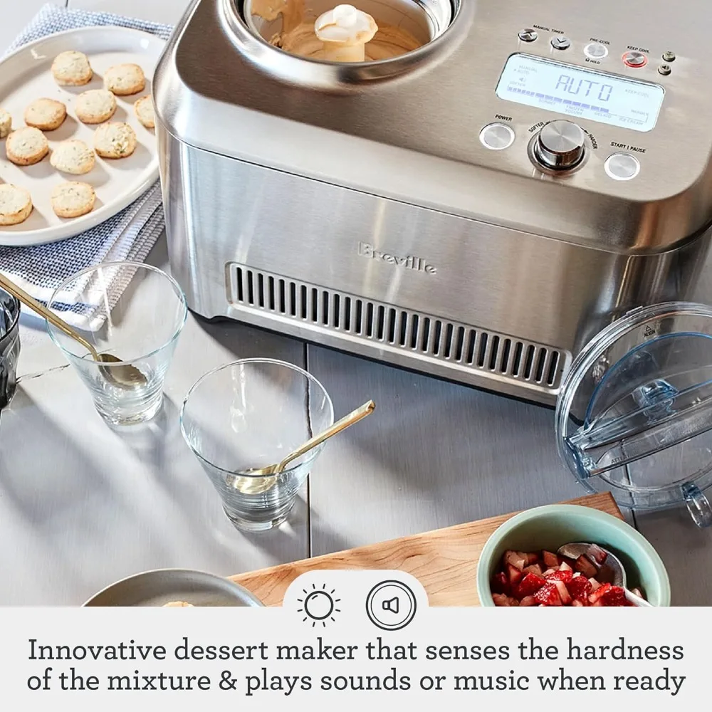 Smart Scoop Ice Cream Maker BCI600XL Brushed Stainless Steel Fully Automatic or Manual Functionality Keep Cool Setting