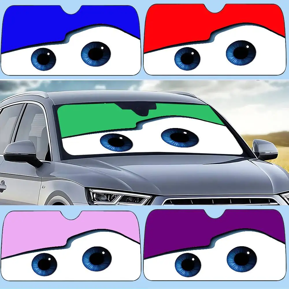 

Cute L-lightning Mcqueen Eyes Car Sunshade Curtains 130x70cm Car SunShade Windshield Cover UV Protection Auto Visor Accessories
