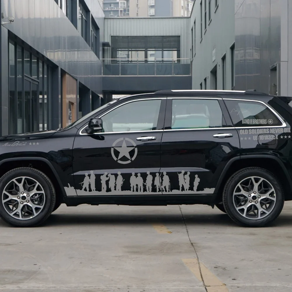 

Наклейки на боковые солдаты на двери автомобиля для Jeep Renegade Wrangler JK TJ Rubicon Cherokee Patriot Trail Hawk Compass, автоаксессуары