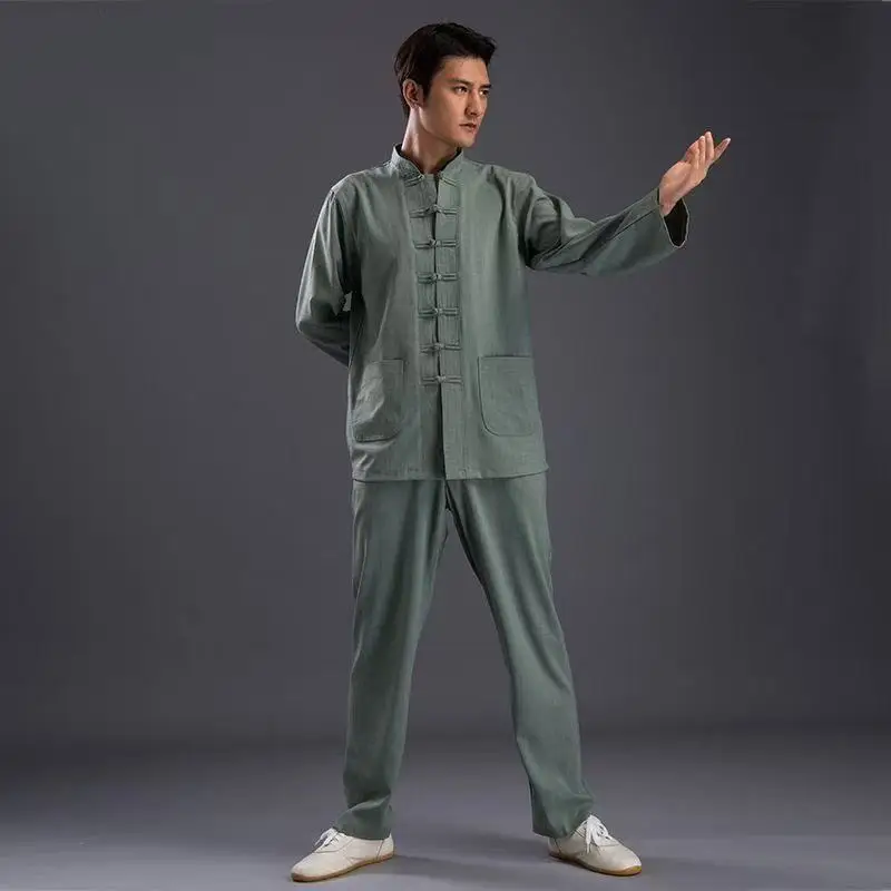 Traditional Tai Chi Costume Men Women Four Seasons Cotton Linen Morning Exercise Martial Suit Vintage Zen Meditation Yoja Shirt - Image 6