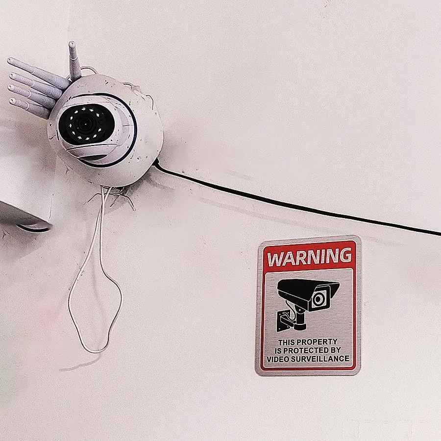 علامة موجزة لمراقبة لوحة الألومنيوم، علامة تحذير إنجليزية على مدار 24 ساعة، علامة منطقة مراقبة الفناء للإقليم الخاص