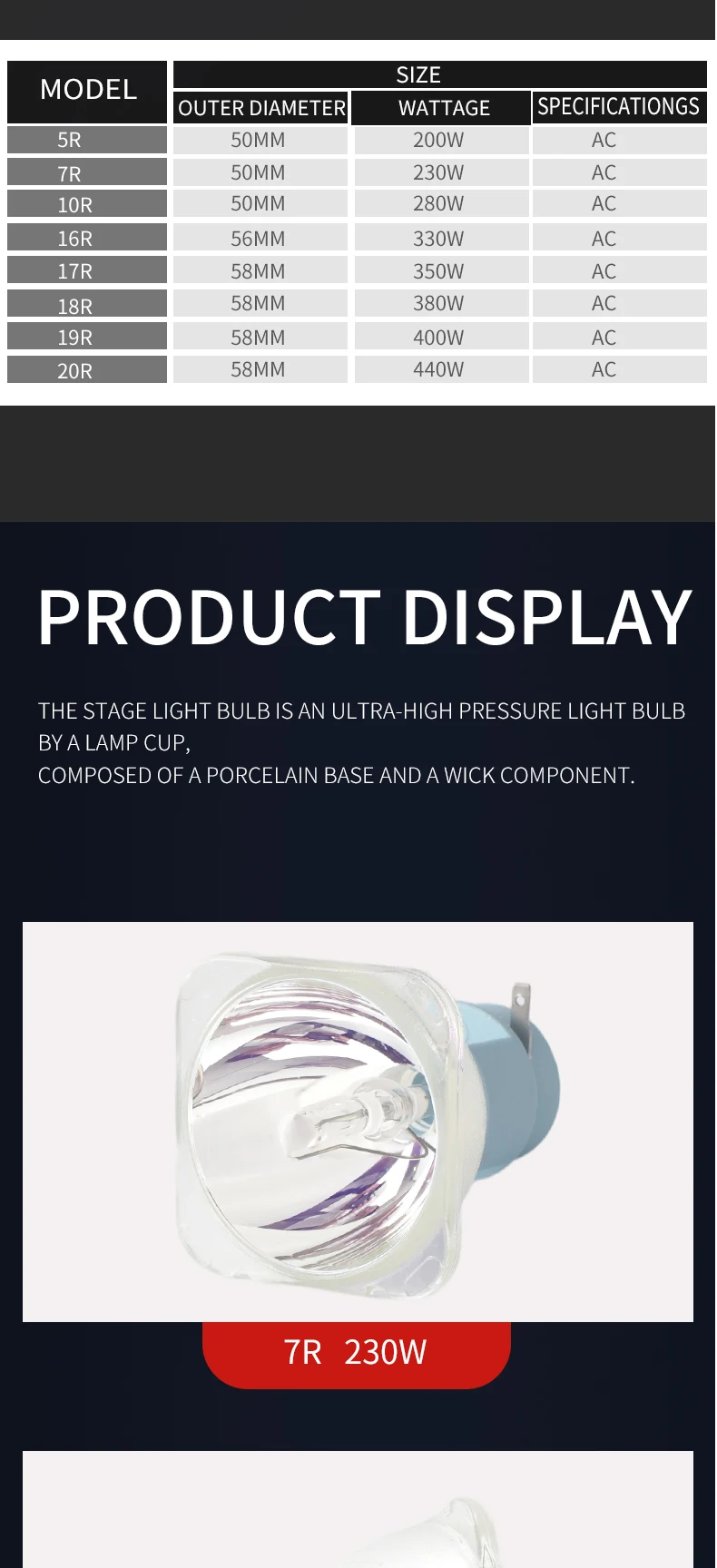 Kazo Hochleistungs-Platin-Bühnenlicht 7R 180-230W E20.6 Strahllampe 230W Highlight-Lampe Vorschaltgerät für R7 MSD – Detail 3