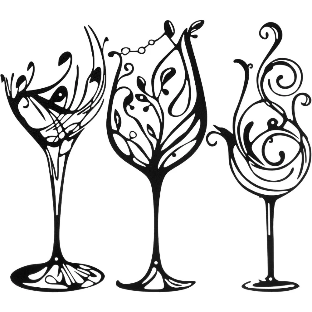 3 Pieces Metal Wine Glass Wall Art Custom Name Number Decor Sign Rustic Iron Wall Decor for Kitchen Dining Room Bar Home Decorat