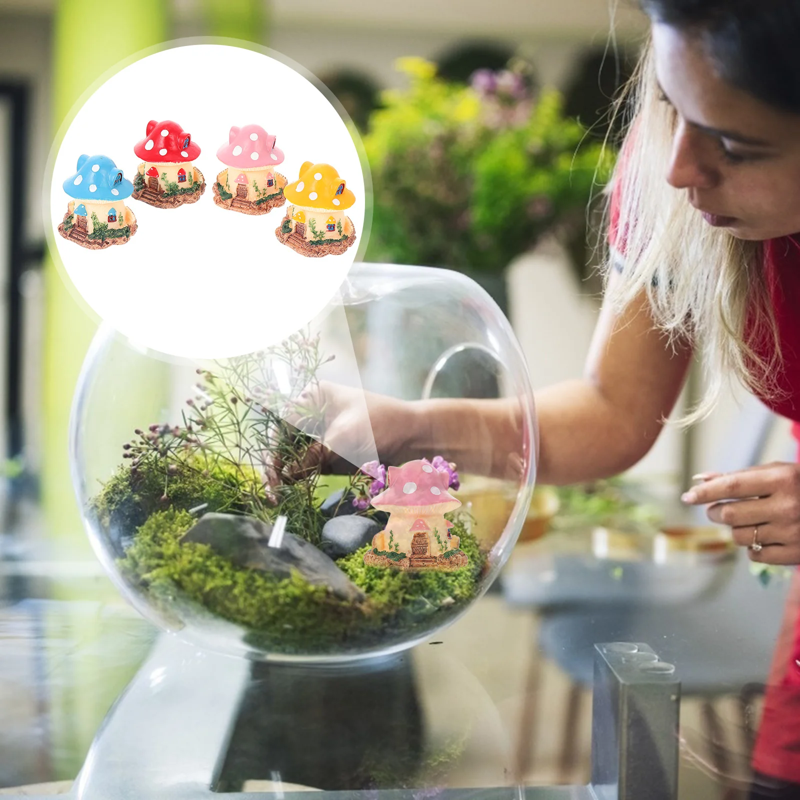 

4Pcs Pastoral Mushroom Ornaments for Park Garden Yard Decor Colorful Resin Cottage Decorations Resin Crafts Mushroom