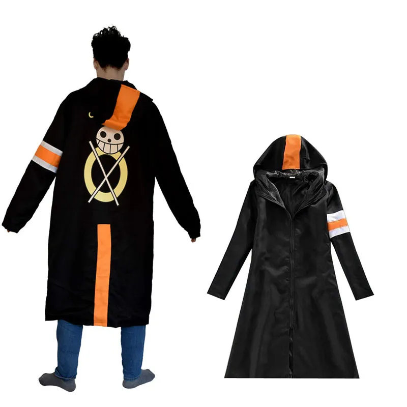 

One Piece Cosplay Costume Trafalgar Law Cloak Men Adult Black Overcoat Japanese Anime long Sleeve With Hat Cool Style