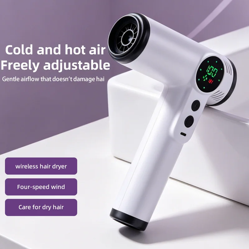 USB-Powered Cordless Hair Dryer with Hot Air, Portable for Dormitory and Travel, High Airflow Electric Blow Dryer