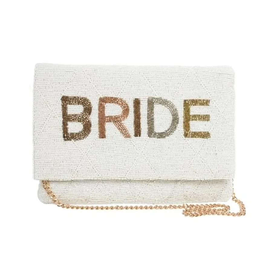 

Clutch Purse for Wedding Day: Beaded, Ivory, Elegant Sparkle Compact Carry