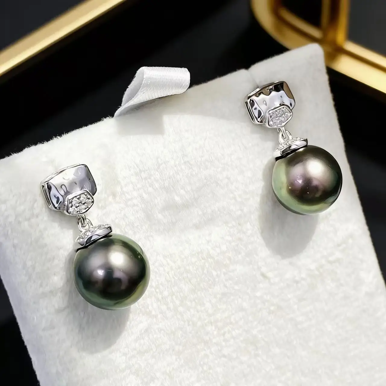 Simple hammer pattern natural round pearl earrings for women's temperament jewelry earrings 925 silver AAAA10-11mm