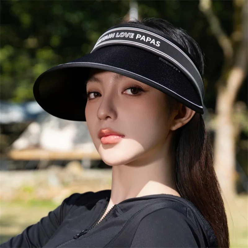 Summer Sunscreen Hat For Women The New Rra Summer Foldable Sunshade Empty-Top Hat That Can Cover The Whole Face Outdoor UV-Proof