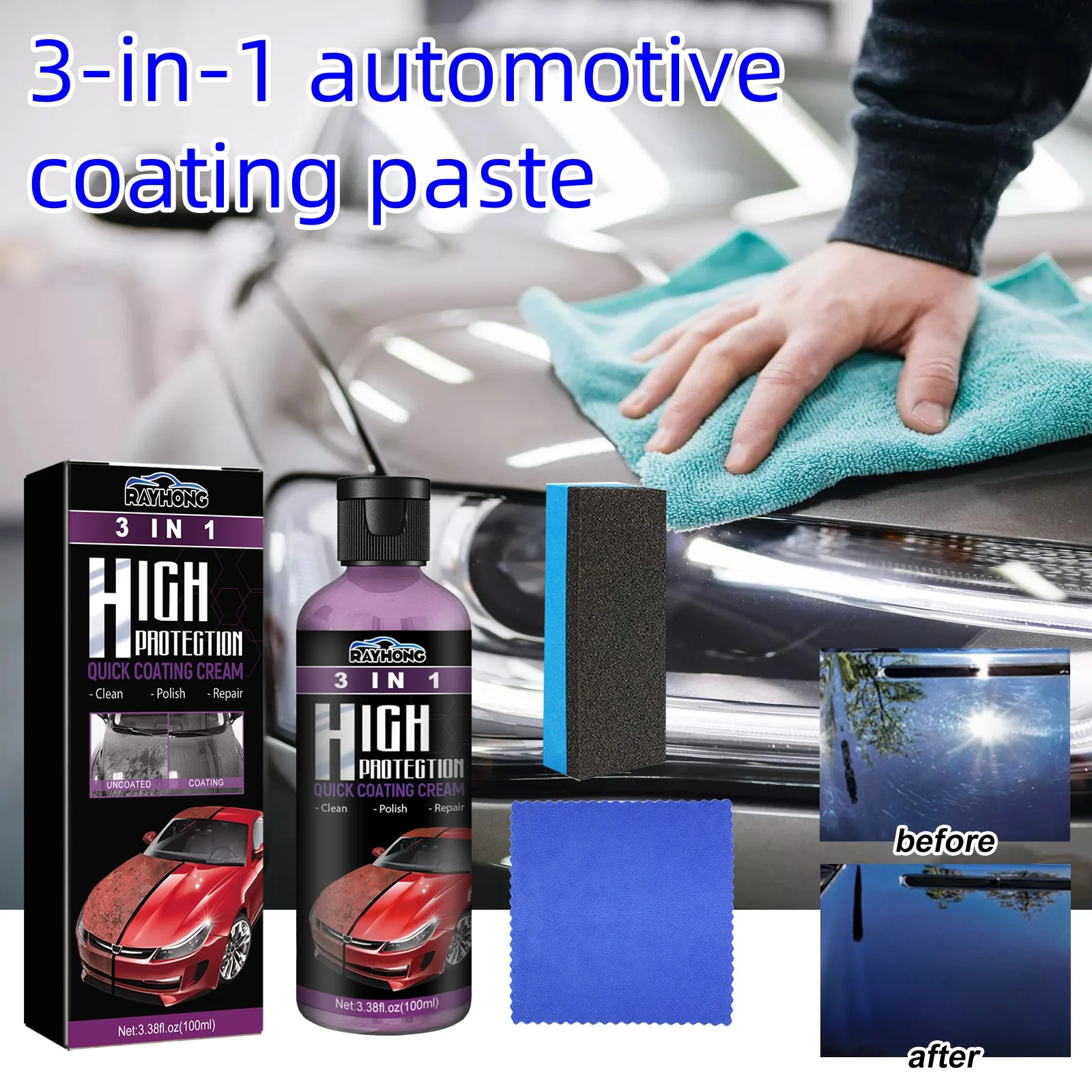 

High Protection 3 In 1 Quick Coating Automotive Cleaning Coating Paste Car Paint Repair Multi-functional repair of Car scratches