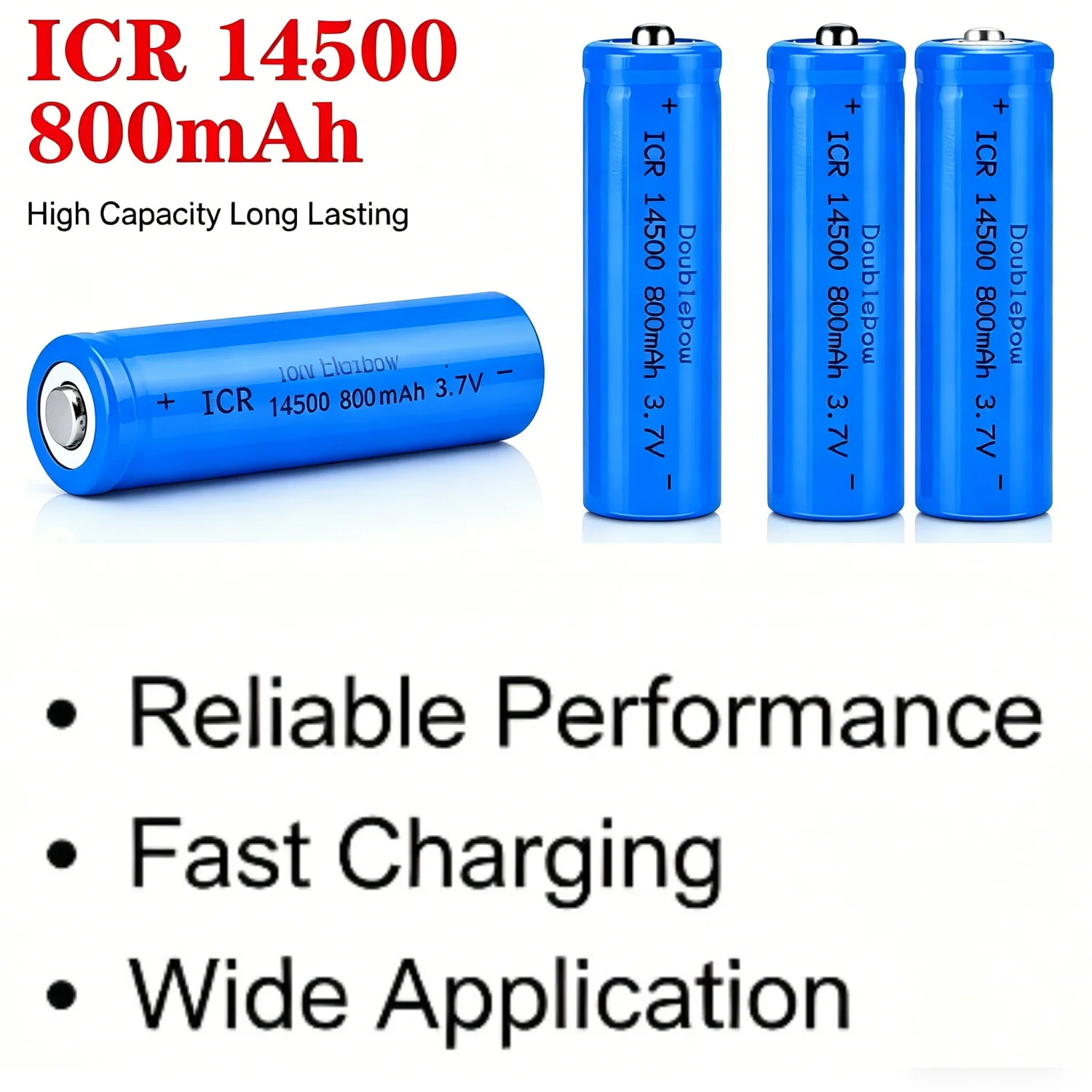 

AA ICR14500 3.7V 800mAh High Capacity Rechargeable Li-ion Batteries 14500 Lithium Cell Battery for LED Torch Flashlight Headlamp
