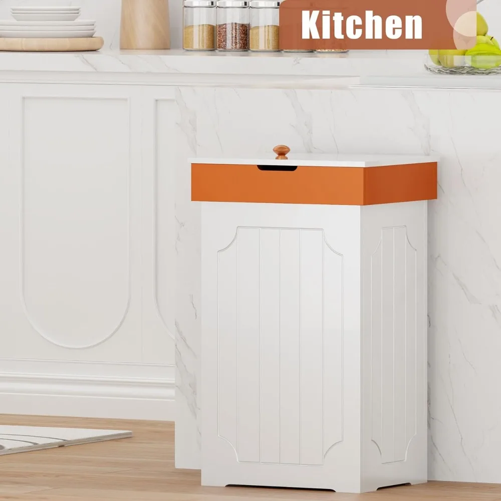 Trash Can Cabinet, 13 Gallon Kitchen Garbage Can, Wooden Recycling Trash Bin, Dog Proof Trash Can