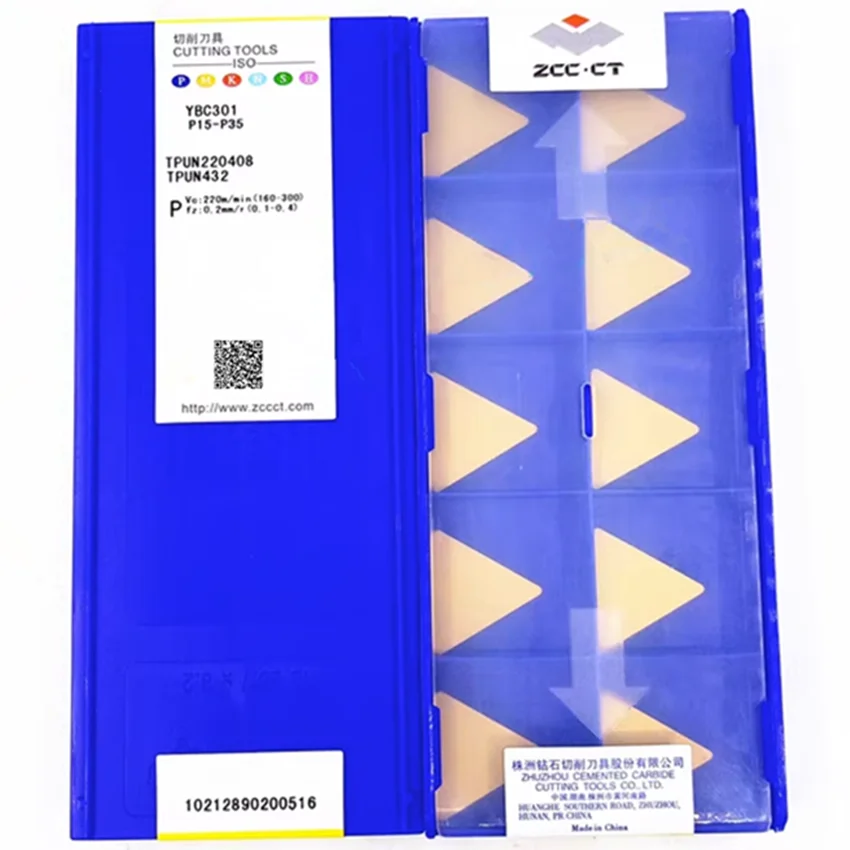 TPUN220404 YBD151/TPUN220408 YBC251/TPUN220408 YBC301/TPUN220408 YBG302 TPUN431 TPUN432 ZCC.CT CNC hardmetalen wisselplaten 10 stks/doos
