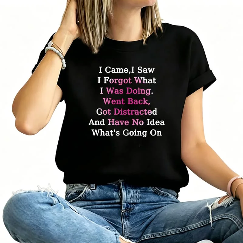 I Was Doing Women's T-Shirt 100% Cotton Funny Graphic Short Sleeve Tee Novelty Shirt Casual Crew Neck Top S-5Xl