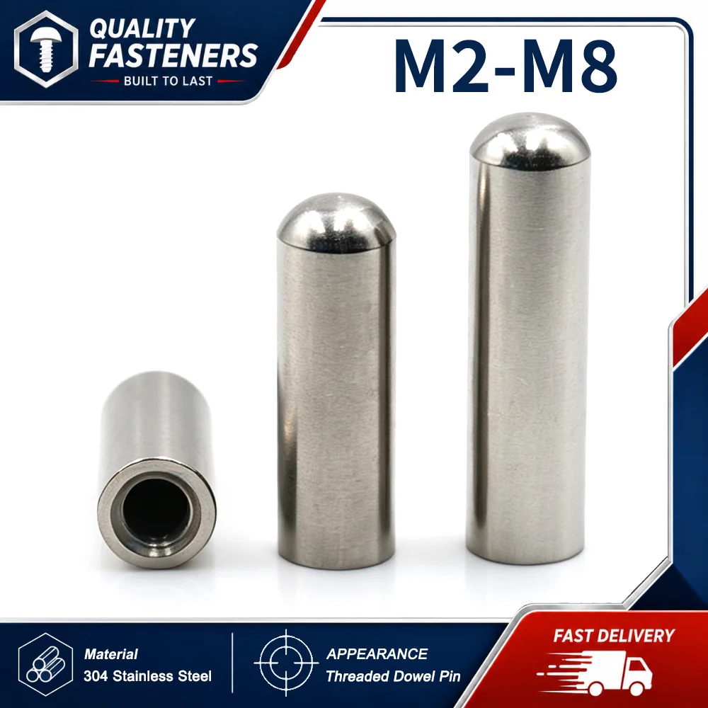 OD3–OD16 304 Stainless Steel Round Head Internal Thread Cylindrical Pins Hollow Holed Locating Dowel Pins M2 M2.5 M3 M4 M5 M6 M8