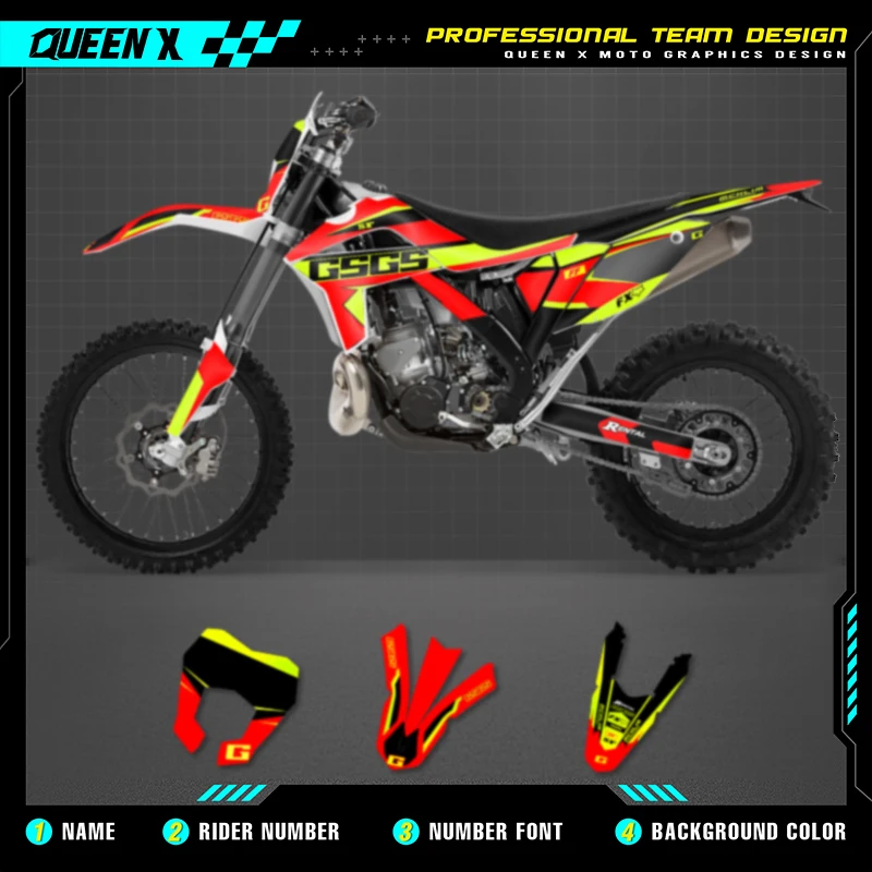 

QUEEN X MOTO Motorcycle Team Graphics Decal & Sticker Kit For GASGAS 2012 2013 2014 2015 2016 2017 EC 005