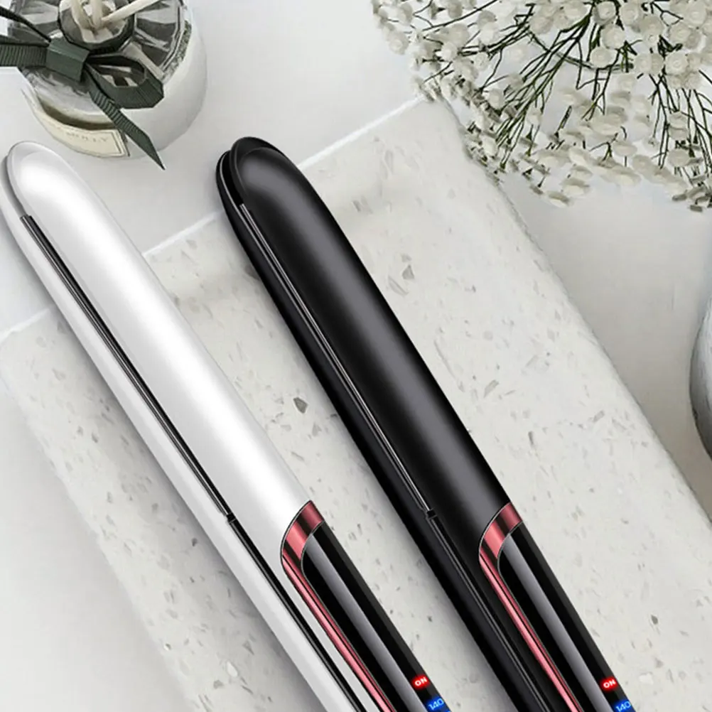 

1pc 2-In-1 Hair Curler Straightener Electric Styling Tool Adjustable Temperature Ceramic Plates For Wet Dry Hair Black Us Plug
