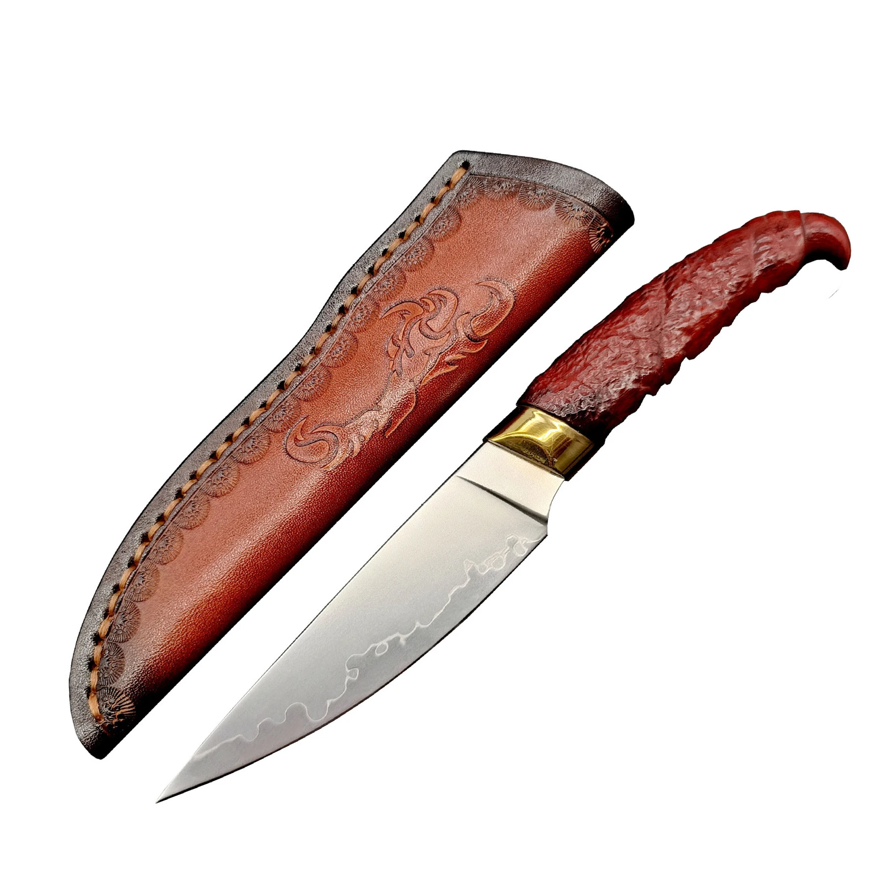 3.7 Inch Utility Knife With Cover San-mei Steel VG-10 Blade Utility Cleaver Barbecue Slicing Kitchen Sharp Knife Wood Handle