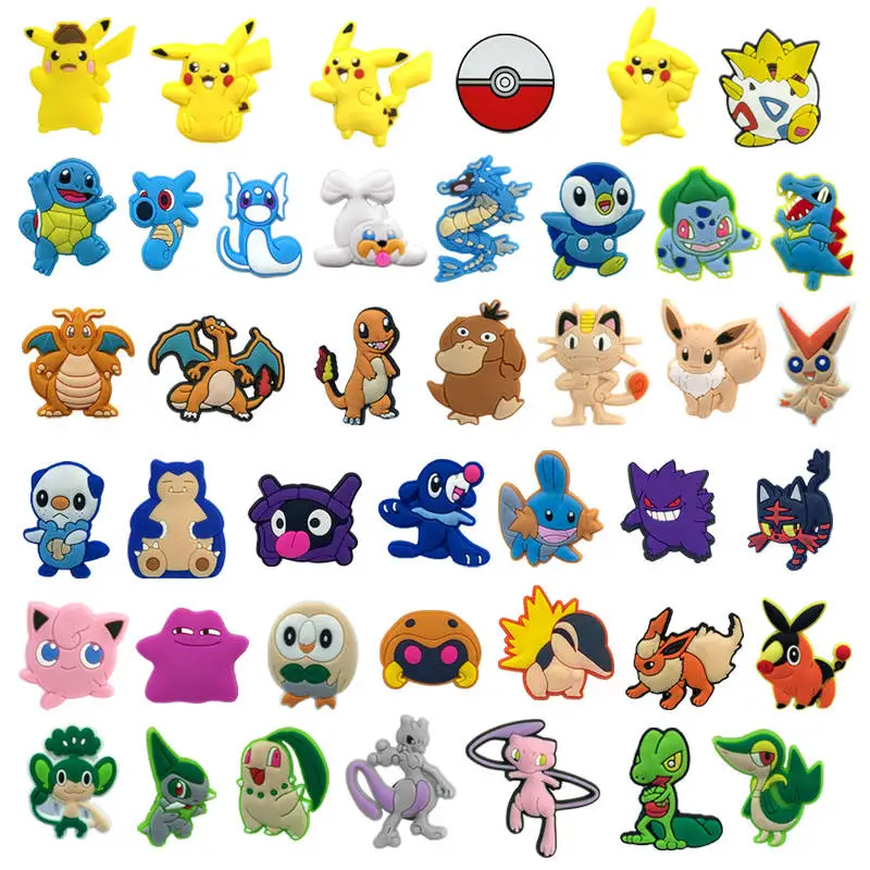 Pocket monster 1pcs Pokemon  Charms Accessories Sneakers Shoe Decorations Pins for  Woman Men  Jeans Wholesale