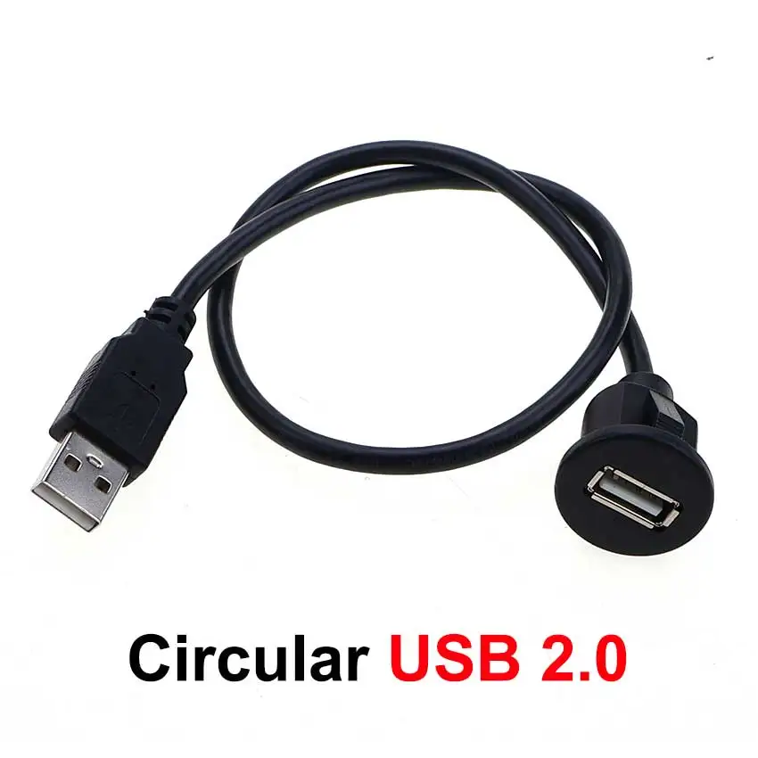 0.3/1m USB 2.0 3.0 Male to Female AUX Flush Panel Mount Extension Cable For Car Truck Boat Motorcycle Dashboard Waterproof Wire